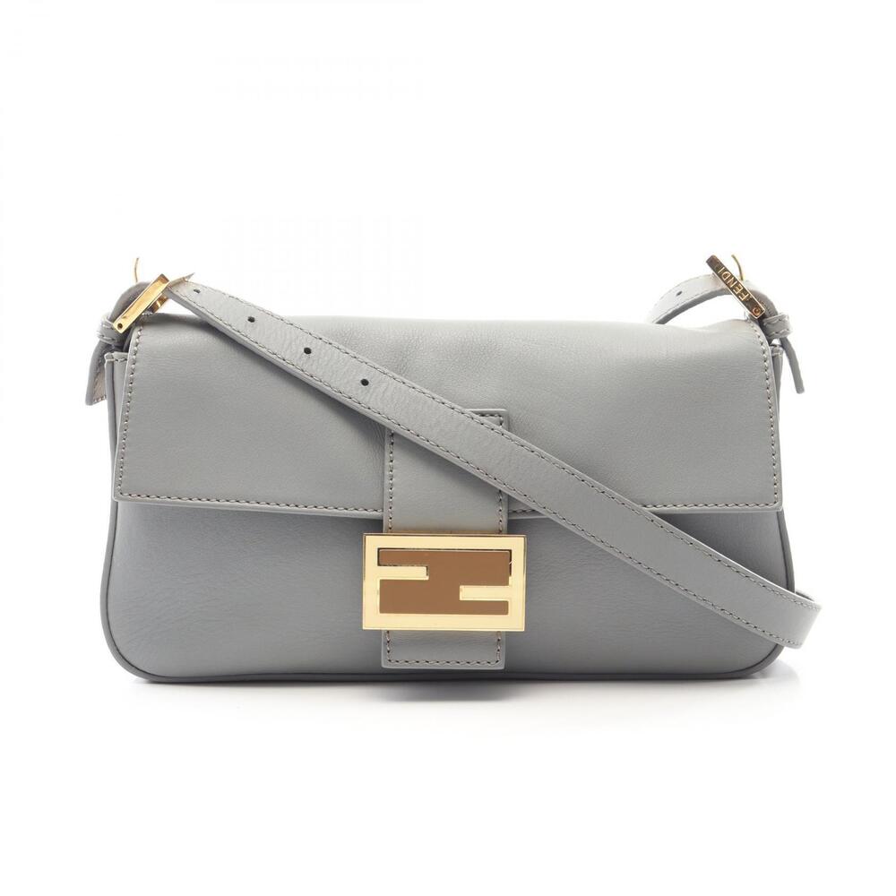 Fendi Mamma Bucket Shoulder Bag Leather Gray